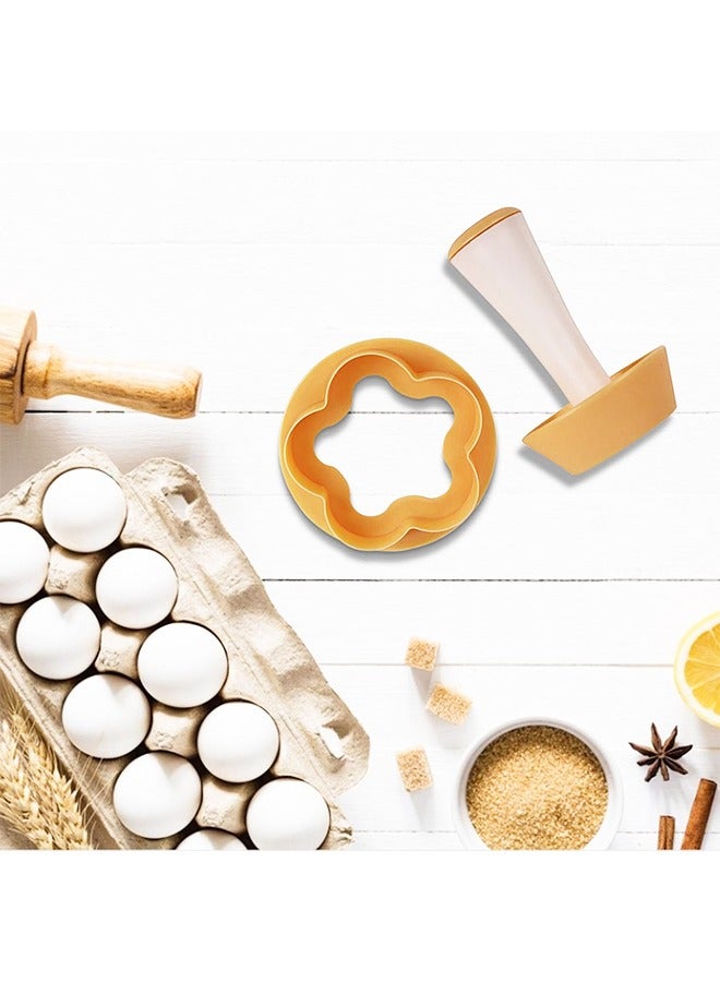Pastry Dough Tamper Kit, Flower Round Cookie Cutters, Press for Baking Biscuit Cupcake Muffin Mini Pie Kitchen Tools  - Image 3