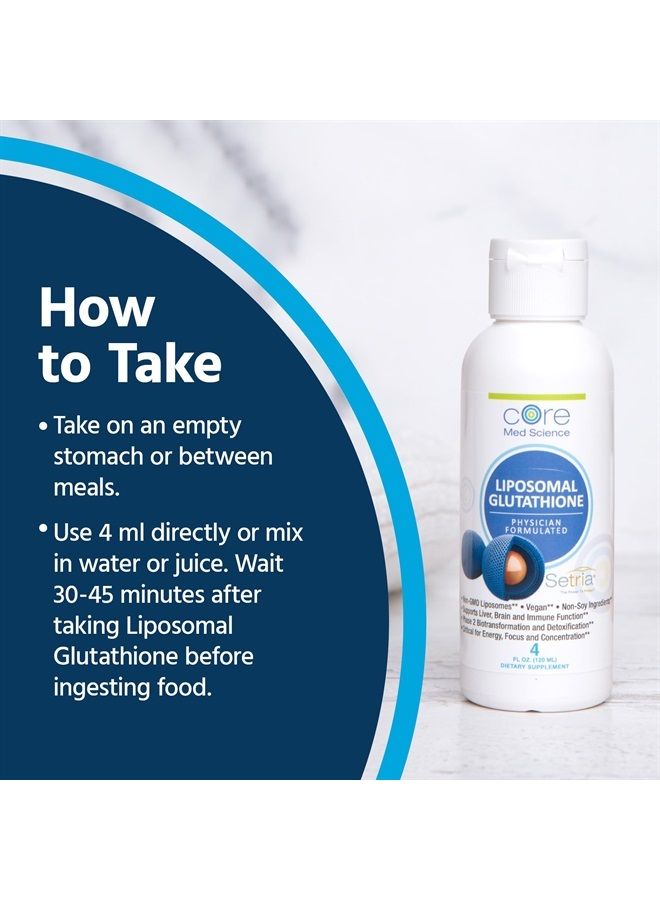Core Med Science Liposomal Glutathione Liquid Supplement (500mg, 4 Fl Oz) - Pure Reduced Setria with Phospholipid Complex - Antioxidant Supplement for Energy, Brain Health, Skin & Liver Health - Image 5
