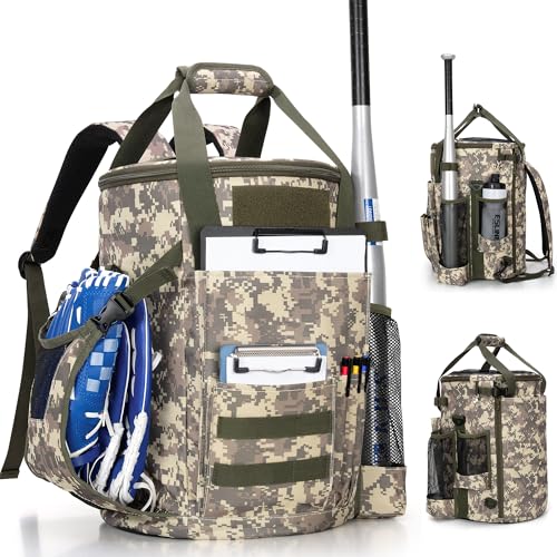 Smasrob Baseball Coaches Bag Fits 6 Gallon Ball Bucket Baseball Bucket Bag with Backpack and Shoulder Straps Desert Camouflage - Image 1