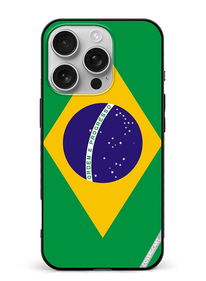 COVERSCART Protective Case Cover For Apple iPhone 16 Pro Brazil Flag Design Multicolour