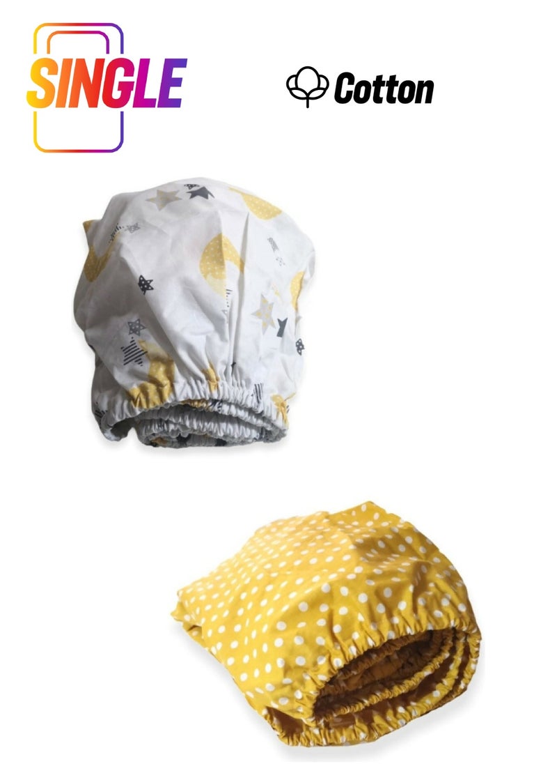 Bebek Özel Baby Special Cotton Baby and Kids Fitted Sheet Yellow Crescent Star Polka Dots 80X140 (2 Pieces) 