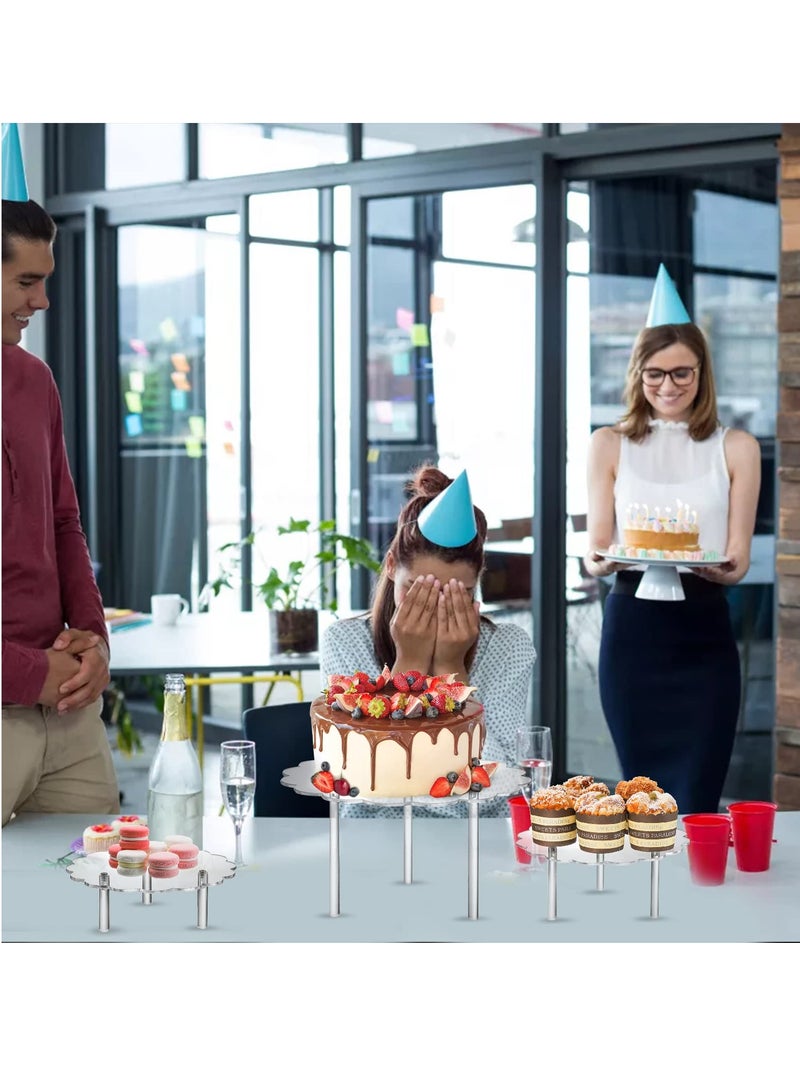 Excefore 3 قطع حوامل كعكة أكريليك، حوامل كعكة بشكل زهرة شفافة، حامل عرض حلويات على الطاولة، حامل عرض كعك الكب كيك، مناسب لحفلات الزفاف والمخابز وحفلات عيد الميلاد - Image 5