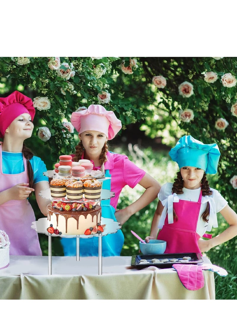 Excefore 3 قطع حوامل كعكة أكريليك، حوامل كعكة بشكل زهرة شفافة، حامل عرض حلويات على الطاولة، حامل عرض كعك الكب كيك، مناسب لحفلات الزفاف والمخابز وحفلات عيد الميلاد - Image 4