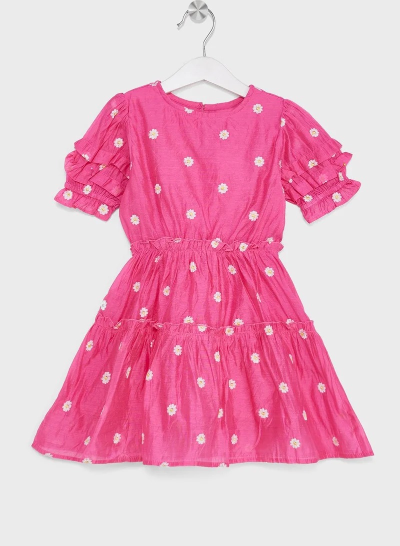Pinata Girls Floral Embroidered Midi Dresses