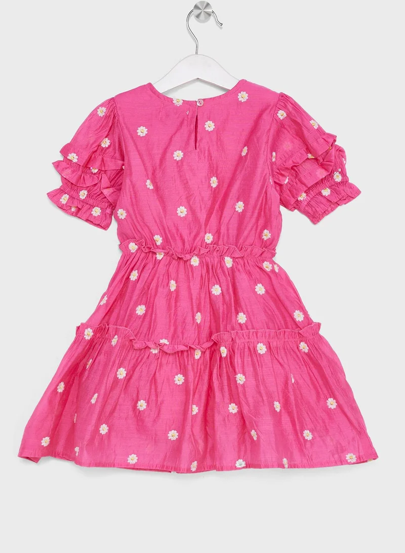 Pinata Girls Floral Embroidered Midi Dresses