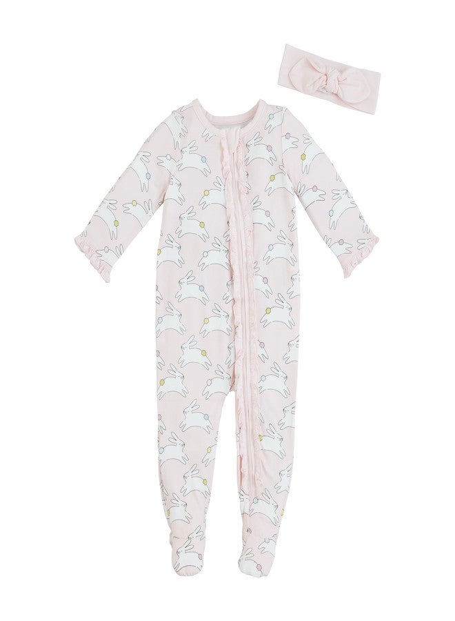 Mud Pie Baby Pink Bunny Sleeper, 0-3M - Image 1