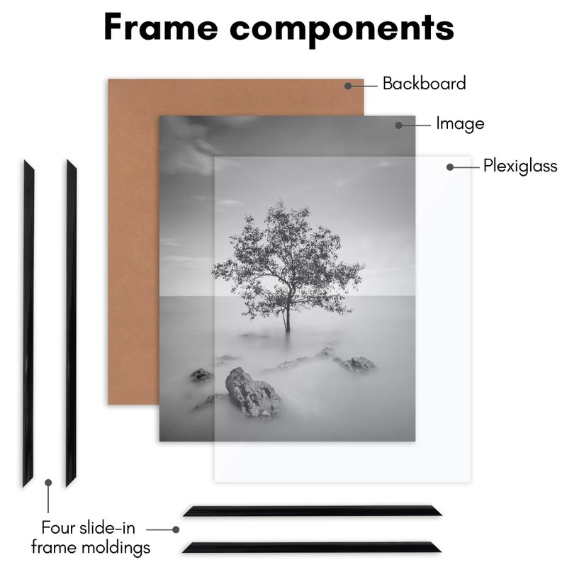 Americanflat Americanflat 11x14 Picture Frame with Polished Front Cover - Set of 3 - Slide-In Photo Frame with Buildable Molding - Fusion Collection - Picture Frame for Wall Display - Black  - Image 3