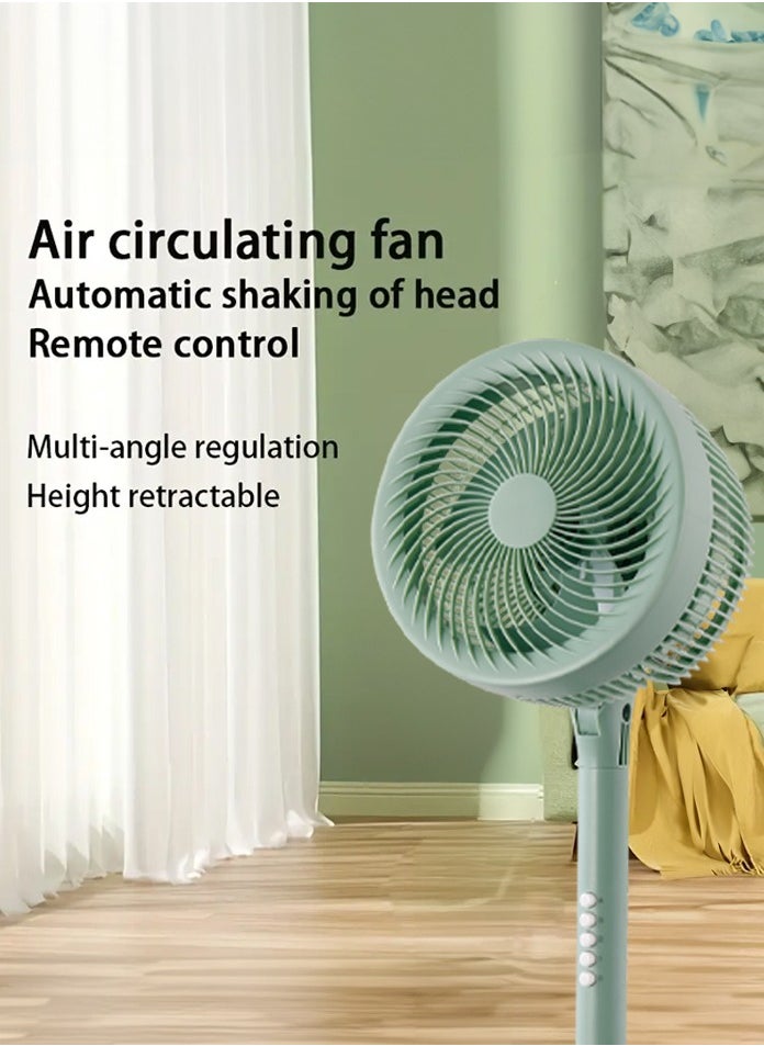 MODI - 10" Ultra-Quiet DC Motor Pedestal Standing Fan with Remote Control | 20dB Energy-Saving, Tri-Cyclonic Airflow, 4 Modes & Timer | Olive Green Modern Design for Home/Office (70-110cm Adjustable) - Image 1