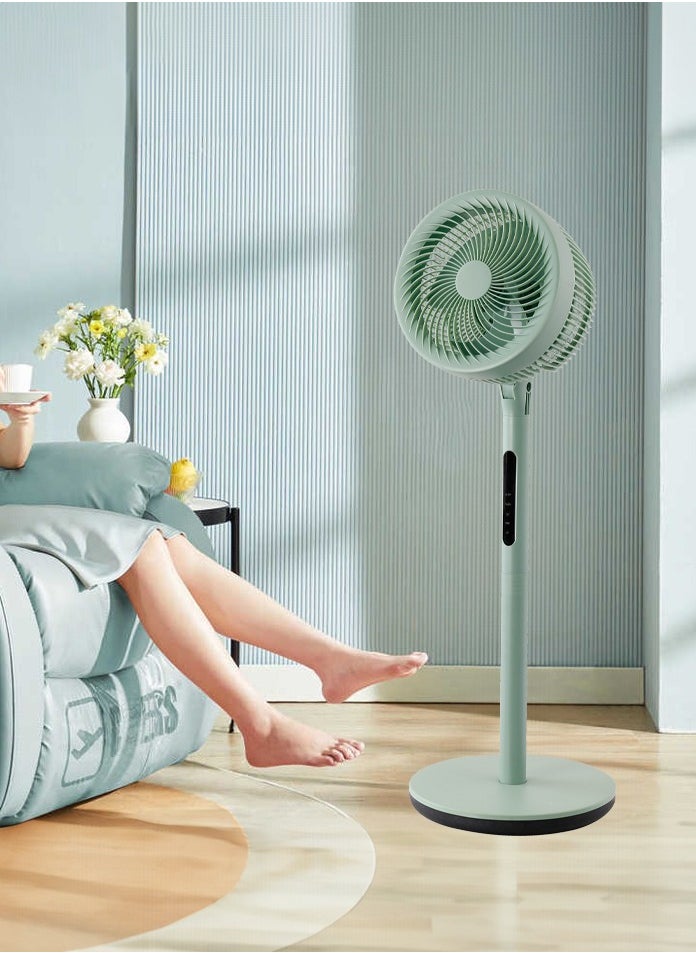 MODI - 10" Ultra-Quiet DC Motor Pedestal Standing Fan with Remote Control | 20dB Energy-Saving, Tri-Cyclonic Airflow, 4 Modes & Timer | Olive Green Modern Design for Home/Office (70-110cm Adjustable) - Image 1