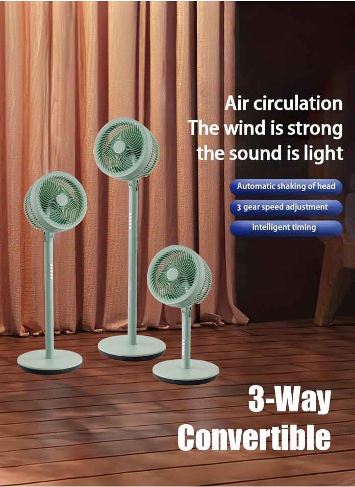 MODI - 10" Ultra-Quiet DC Motor Pedestal Standing Fan with Remote Control | 20dB Energy-Saving, Tri-Cyclonic Airflow, 4 Modes & Timer | Olive Green Modern Design for Home/Office (70-110cm Adjustable) - Image 1