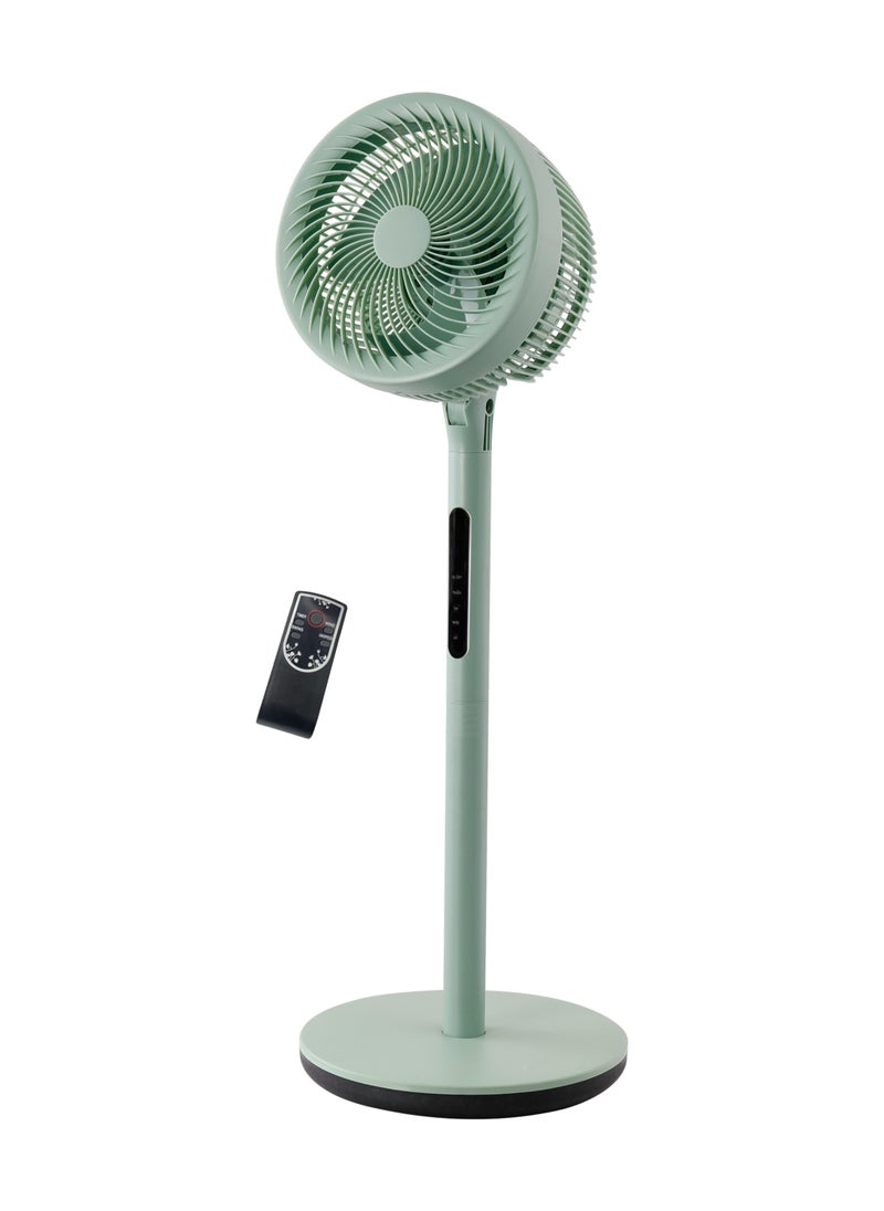 MODI - 10" Ultra-Quiet DC Motor Pedestal Standing Fan with Remote Control | 20dB Energy-Saving, Tri-Cyclonic Airflow, 4 Modes & Timer | Olive Green Modern Design for Home/Office (70-110cm Adjustable) - Image 1