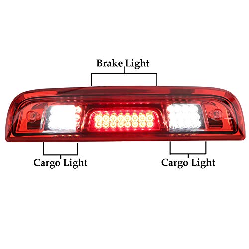Tresound for 2014-2018 Chevrolet Silverado/GMC Sierra 1500 2500HD 3500HD 3rd Third Brake Light Cargo Light High Mount Lamp LED Stop Light (Red) - Image 2