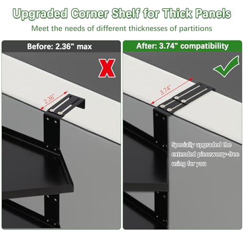 Olpchee Office Cubicle Shelf Storage Organizer Accessories Height Adjustable Cubicle Corner Shelf with Hooks (Black, Double Layer) - Image 3