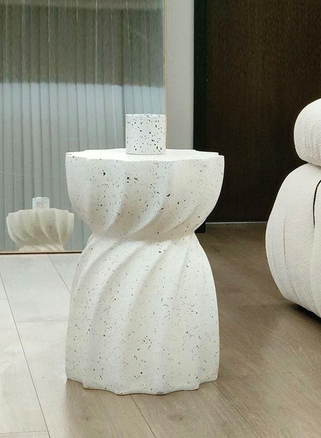 فاشون هوم طاولة جانبية Terrazzo بجانب السرير وطاولة القهوة وطاولة المقهى والأريكة وطاولة جانبية وطاولة الوجبات الخفيفة وتصميم عصري لغرفة المعيشة وغرفة النوم والمكتب باللون الأبيض 35 × 47 سم (مجمعة بالكامل)  - Image 5