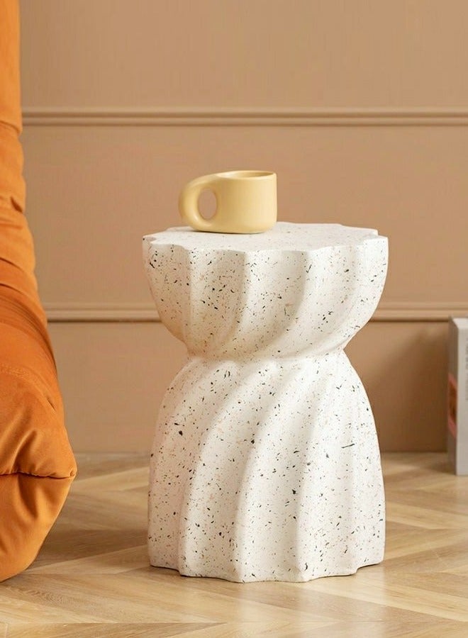 فاشون هوم طاولة جانبية Terrazzo بجانب السرير وطاولة القهوة وطاولة المقهى والأريكة وطاولة جانبية وطاولة الوجبات الخفيفة وتصميم عصري لغرفة المعيشة وغرفة النوم والمكتب باللون الأبيض 35 × 47 سم (مجمعة بالكامل)  - Image 1