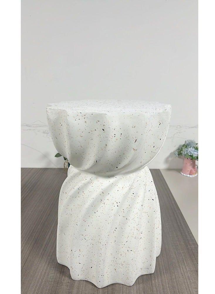 فاشون هوم طاولة جانبية Terrazzo بجانب السرير وطاولة القهوة وطاولة المقهى والأريكة وطاولة جانبية وطاولة الوجبات الخفيفة وتصميم عصري لغرفة المعيشة وغرفة النوم والمكتب باللون الأبيض 35 × 47 سم (مجمعة بالكامل)  - Image 3