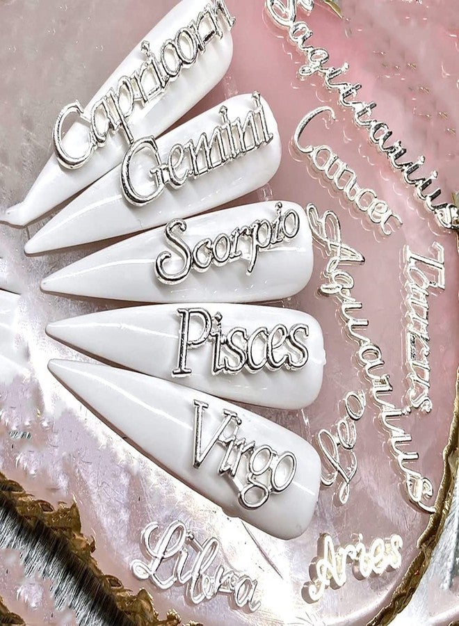 DANNEASY 36pcs Zodiac Nail Charms Dangle Nail Letter Charms Nail Rhinestones Alloy Nail Jewels 3D Nail Art Charms Virgo Leo Aries Taurus Gemini Capricorn Nail Decoration Jewelry for Acrylic Nails - Image 4
