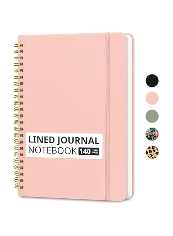 Arabest Lined Spiral Journal Notebook for Women & Men, 140 s, College Ruled Hardcover Notebook for Work & Note Taking, Journals for Writing, A5(6x8) - Pink - Image 1
