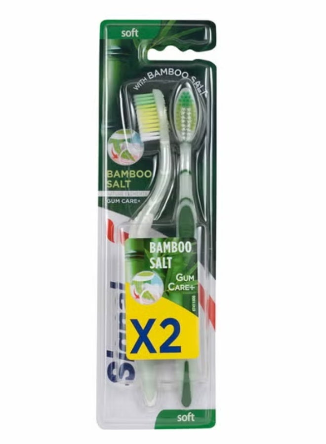 Bamboo Salt Gum Care+ Soft Toothbrush multicolour pack of 2