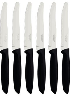 TRAMONTINA Since 1911,Made in Brazil- Plenus 6 Pieces Fruit Knife Set with Stainless Steel Blades and Black Polypropylene Handles  - Image 1