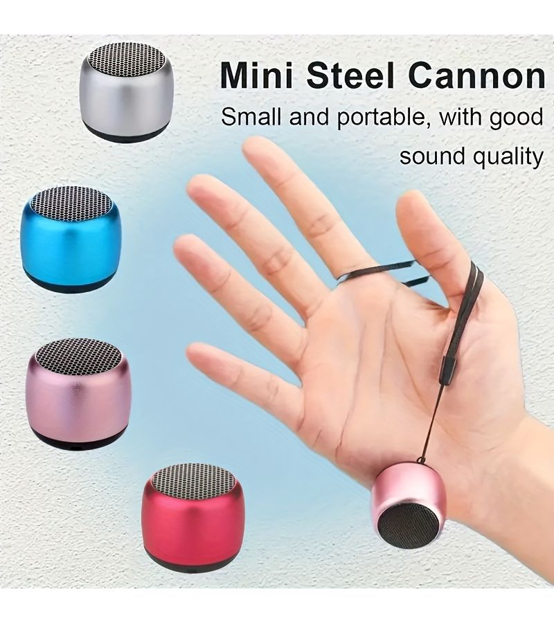 1pc Blue Small Steel Cannon Portable Wireless Speaker With Subwoofer For HD Surround Sound - Image 1