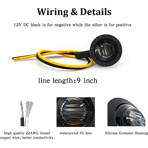 FXC 10x 3/4" ضوء LED للتعريف الأمامي والخلفي والجانبي لمؤشرات الضوء للشاحنة والسيارة والحافلة والمقطورة والفان والقافلة والقارب، ضوء خلفي لمبة فرامل (12V,5R5Asmoked) - Image 4