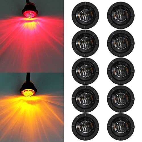 FXC 10x 3/4" ضوء LED للتعريف الأمامي والخلفي والجانبي لمؤشرات الضوء للشاحنة والسيارة والحافلة والمقطورة والفان والقافلة والقارب، ضوء خلفي لمبة فرامل (12V,5R5Asmoked) - Image 1