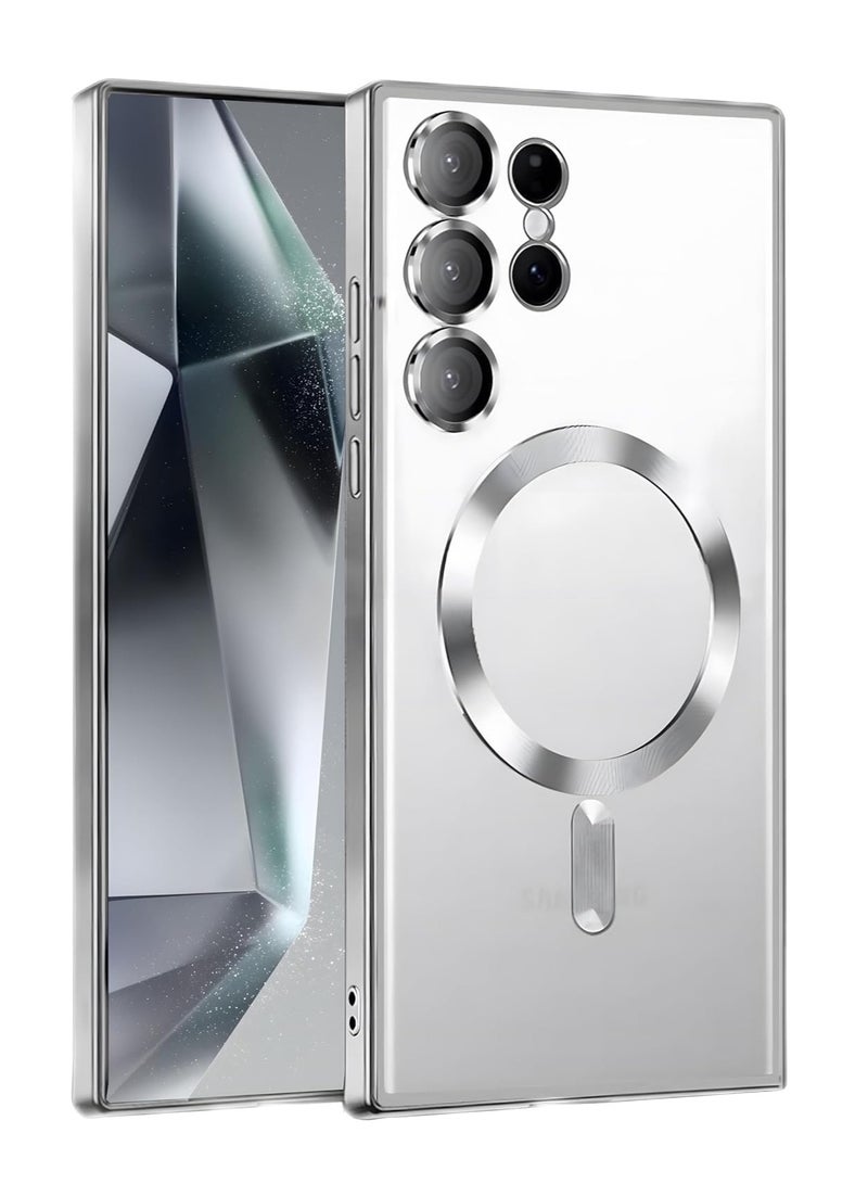 TIGER Case Compatible with Samsung Galaxy S25 Ultra 6.8" | Clear Magnetic Case | Soft TPU Cover with Camera Protection | Shockproof & Scratch-Resistant | Ultra-Slim & Lightweight | Wireless Charging Support | Anti-Yellowing Transparent Design | Silver Frame for Galaxy S25 Ultra - Image 1