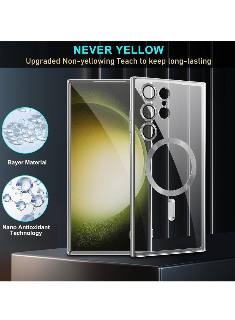 TIGER Case Compatible with Samsung Galaxy S25 Ultra 6.8" | Clear Magnetic Case | Soft TPU Cover with Camera Protection | Shockproof & Scratch-Resistant | Ultra-Slim & Lightweight | Wireless Charging Support | Anti-Yellowing Transparent Design | Silver Frame for Galaxy S25 Ultra - Image 2