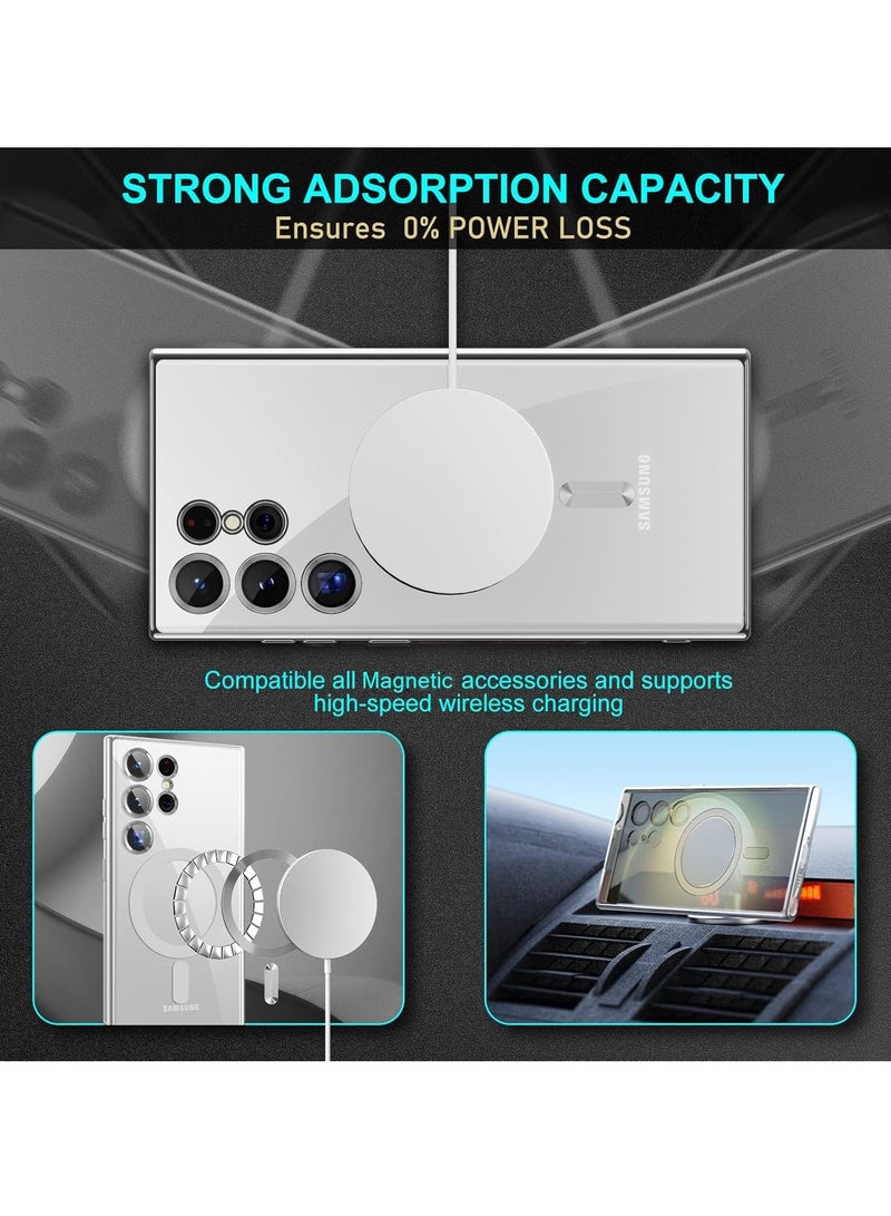 TIGER Case Compatible with Samsung Galaxy S25 Ultra 6.8" | Clear Magnetic Case | Soft TPU Cover with Camera Protection | Shockproof & Scratch-Resistant | Ultra-Slim & Lightweight | Wireless Charging Support | Anti-Yellowing Transparent Design | Silver Frame for Galaxy S25 Ultra - Image 4