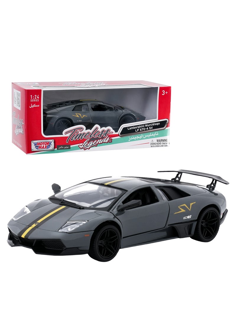MOTORMAX Lamborghini Murcielago LP 670-4 SV Die-Cast Model Car 1:24 Scale | Officially Licensed Supercar Collectible | Opening Doors, Detailed Interior & Free-Wheeling Toy Car - Image 1