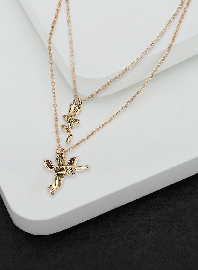 OOMPHelicious Jewellery Combo of 2 Gold Fashion Anklets Delicate Rose & Love Angel Charms For Women & Girls Stylish Latest (AYJ15-AYJ16_CC1) - Image 4