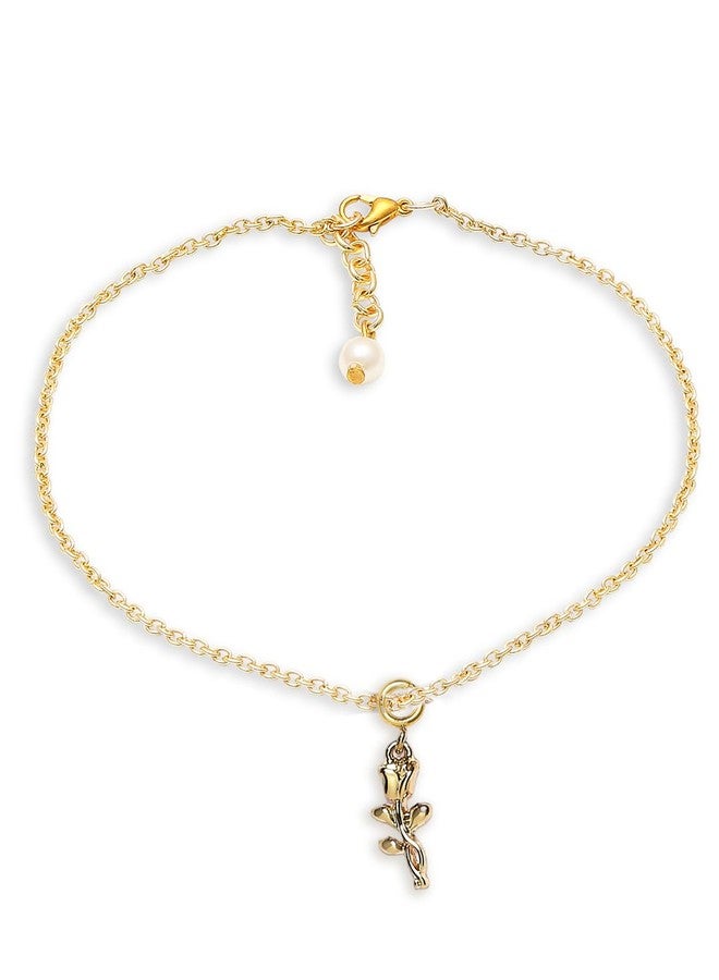 OOMPHelicious Jewellery Combo of 2 Gold Fashion Anklets Delicate Rose & Love Angel Charms For Women & Girls Stylish Latest (AYJ15-AYJ16_CC1) - Image 5