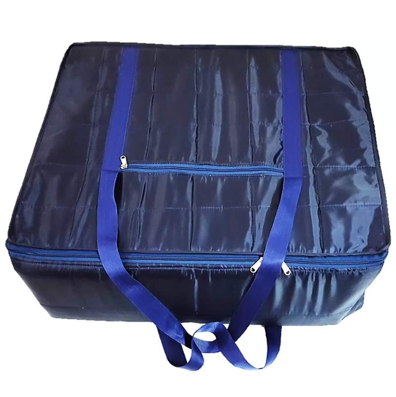 CUSTOMARY Nylon Double Bed Blanket Bag Cover/Saree Bag/Household Storage Bag with water proof dust proof (Pack of 1) (Navy Blue), 54 cm - Image 2
