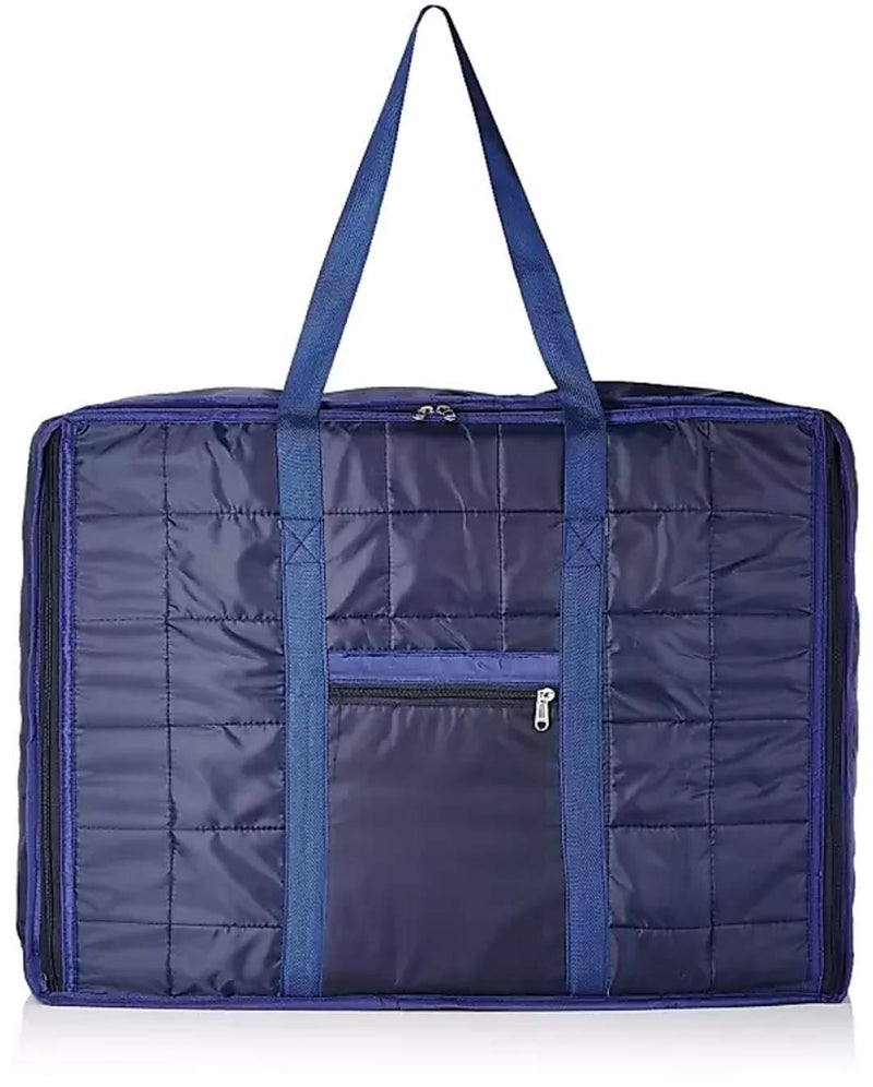 CUSTOMARY Nylon Double Bed Blanket Bag Cover/Saree Bag/Household Storage Bag with water proof dust proof (Pack of 1) (Navy Blue), 54 cm - Image 5