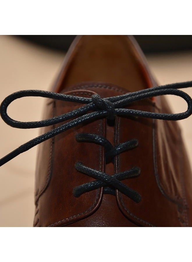 VSUDO 2 Pairs Waxed Round Dress Shoe Laces for Mens Dress Shoes, 1/8" Thin Business Oxford Shoelace/Shoe Strings, 01 Black, 23.6" (60cm) - Image 3