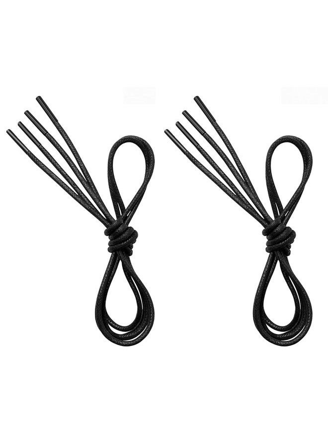 VSUDO 2 Pairs Waxed Round Dress Shoe Laces for Mens Dress Shoes, 1/8" Thin Business Oxford Shoelace/Shoe Strings, 01 Black, 23.6" (60cm) - Image 1