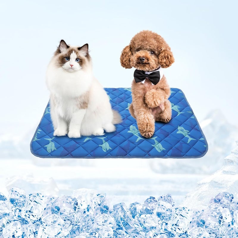 HOMIMP Cool Pet Pad, Summer Cooling Mat & Sleeping Pad, Blue M, 19.5IN x 27.5IN - Image 1