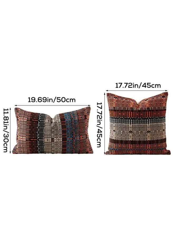 Vintage Striped Cotton Throw Pillow Cover 11.81x19.69 Inch Zipper Closure Decorative Pillows for Living Room Bedroom - Image 3