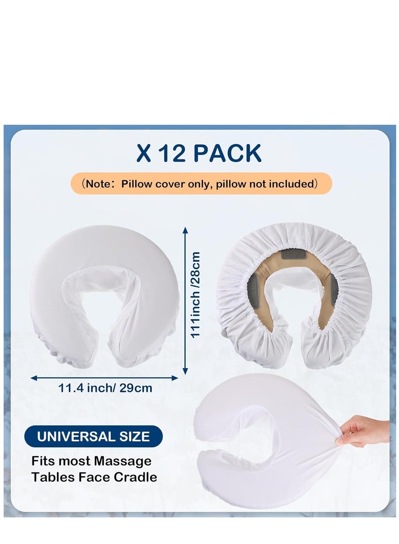 KASTWAVE 12 Pcs Face Cradle Covers for Massage Head Rest Covers Massage Bulk Microfiber Reusable Soft Thicker Massage Table Face Covers Oil Proof Headrest Cradle Sheets for Spa Beauty Salons (White) - Image 3