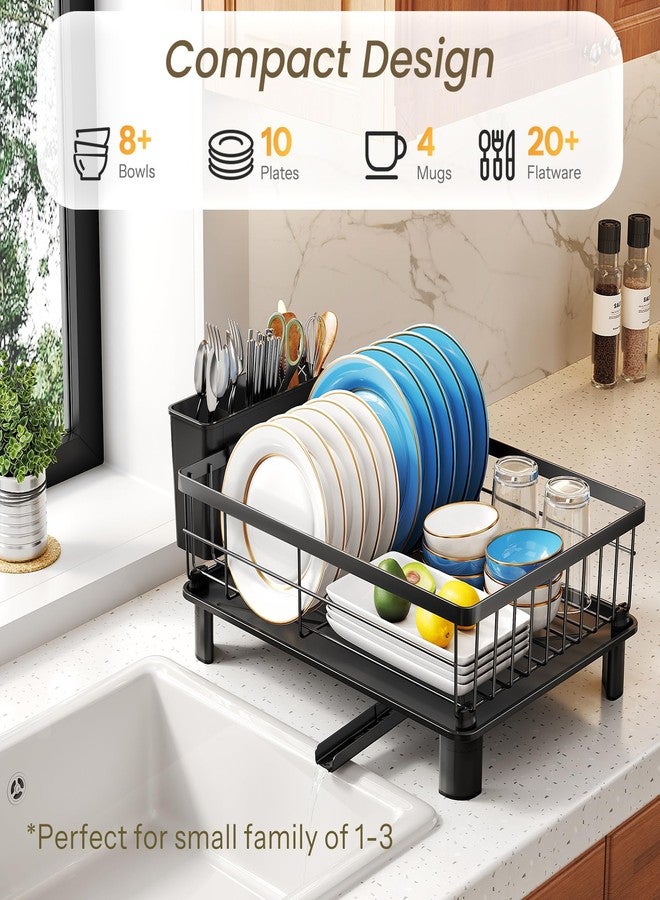 SNTD Dish Drying Rack - Space-Saving Dish Rack for Kitchen Counter, Stainless Steel Dish Drainer with Utensil Holder and Drainboard (Black) - Image 2