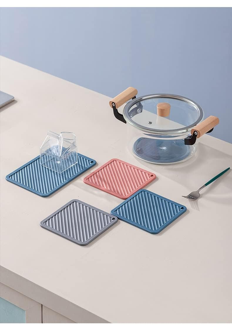 RoarCraft Silicone Table Mats Trivets for Hot Pots Holder, Pads, Pans, Dishes, Spoon Rest, Coasters for Kitchen Cooking & Dining - Waterproof Trivet mat (Deep Grey, 4pcs) - Image 5