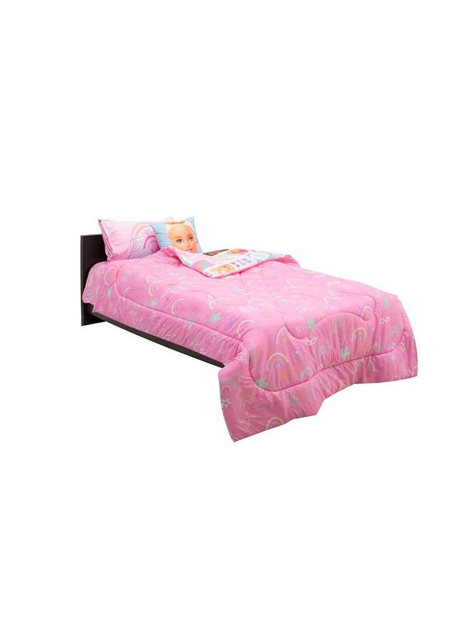 Kidz Klub Kidz Klub Barbie Doll Pink Comforter Twin 3pcs Set - Fabric 160TC Cotton Digital Print Panel - Size: 1pc comforter 160 x 230 cm + 1pc pillow case 50 x 75 cm + 1pc cushion cover 40 x 40 cm  - Image 2