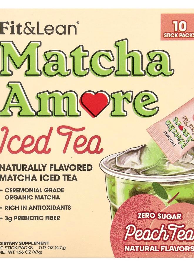 Fit & Lean - Matcha Amore Iced Tea Peach Tea 10 Stick Packs 0.17 oz (4.7 g) Each - Image 1
