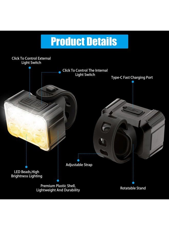 Ofiswadi 2 Packs USB Rechargeable Bike Light Set, Bicycle Safety Lights Front and Rear with 6+12 Modes, IPX4 Waterproof Headlight and Taillight for Night Riding/Cycling - Image 2