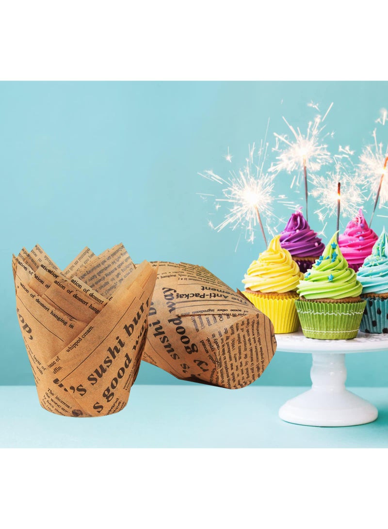 Sweet seven أكواب كعك التوليب - 50 قطعة علب خبز مقاومة للدهون لحفلات الزفاف، أعياد الميلاد، حفلات استقبال المواليد. - Image 1
