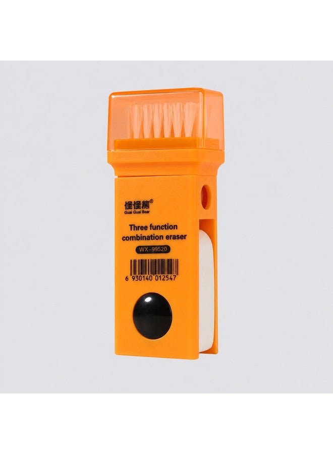 Multifunctional 3-in-1 office tool (pen sharpener + cylindrical eraser + cleaning brush)
