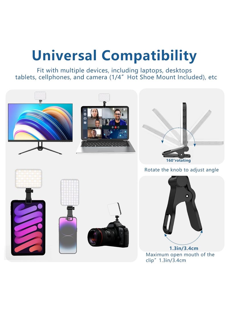 60 LED Portable Selfie Light Video Conference Lighting with Clip  Camera Tripod Adapter Rechargeable 2200mAh CRI 97+, 3 Light Modes for Phone iPhone Webcam Laptop Photo Makeup - Image 2