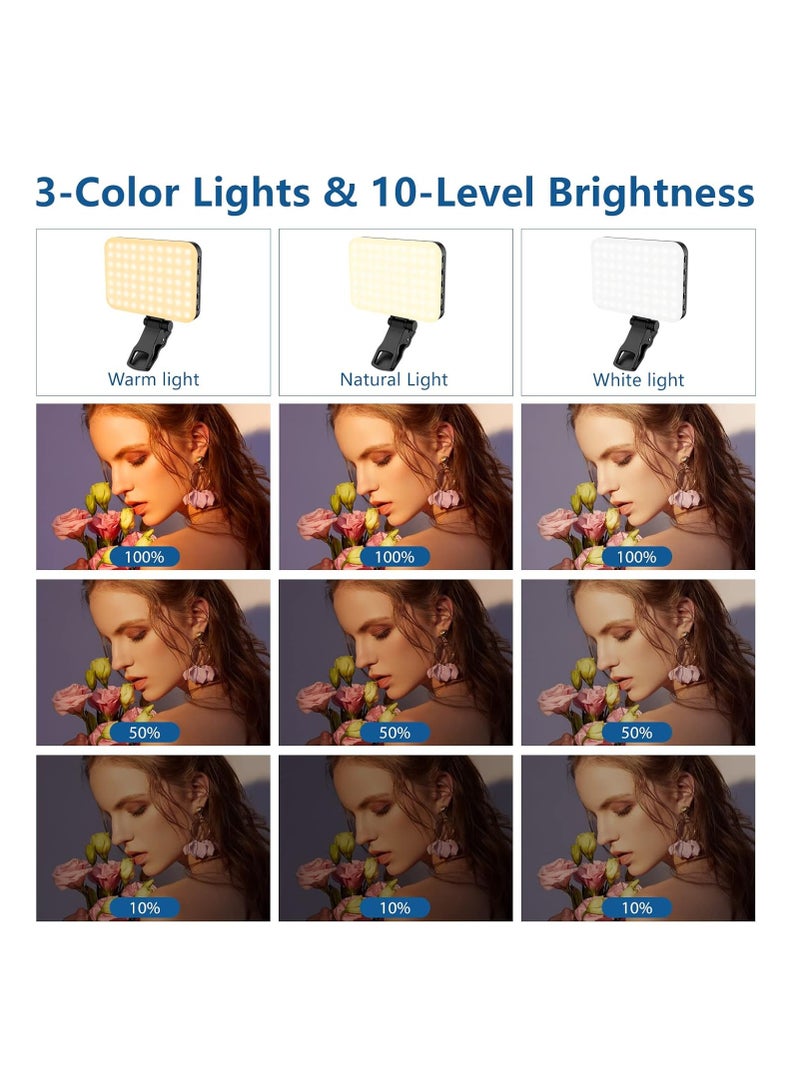 60 LED Portable Selfie Light Video Conference Lighting with Clip  Camera Tripod Adapter Rechargeable 2200mAh CRI 97+, 3 Light Modes for Phone iPhone Webcam Laptop Photo Makeup - Image 3