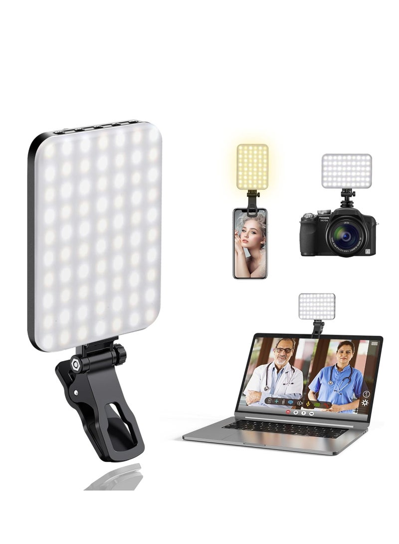60 LED Portable Selfie Light Video Conference Lighting with Clip  Camera Tripod Adapter Rechargeable 2200mAh CRI 97+, 3 Light Modes for Phone iPhone Webcam Laptop Photo Makeup - Image 1